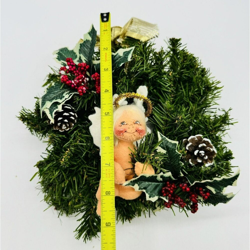 Annalee Angel 1996 Homemade Christmas Wreath 9 inch‎ Pine Cones Holly USA - Picture 7 of 7